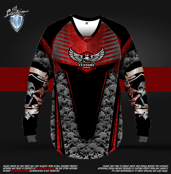 163 Skull Red Reg Paintball Shirt